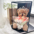 1PC Rose Flower Bouquet Plush Bear Gift Box Eternal Flower Bouquet Mother'S Day Gifts Wedding Birthday Party Decor Accessories