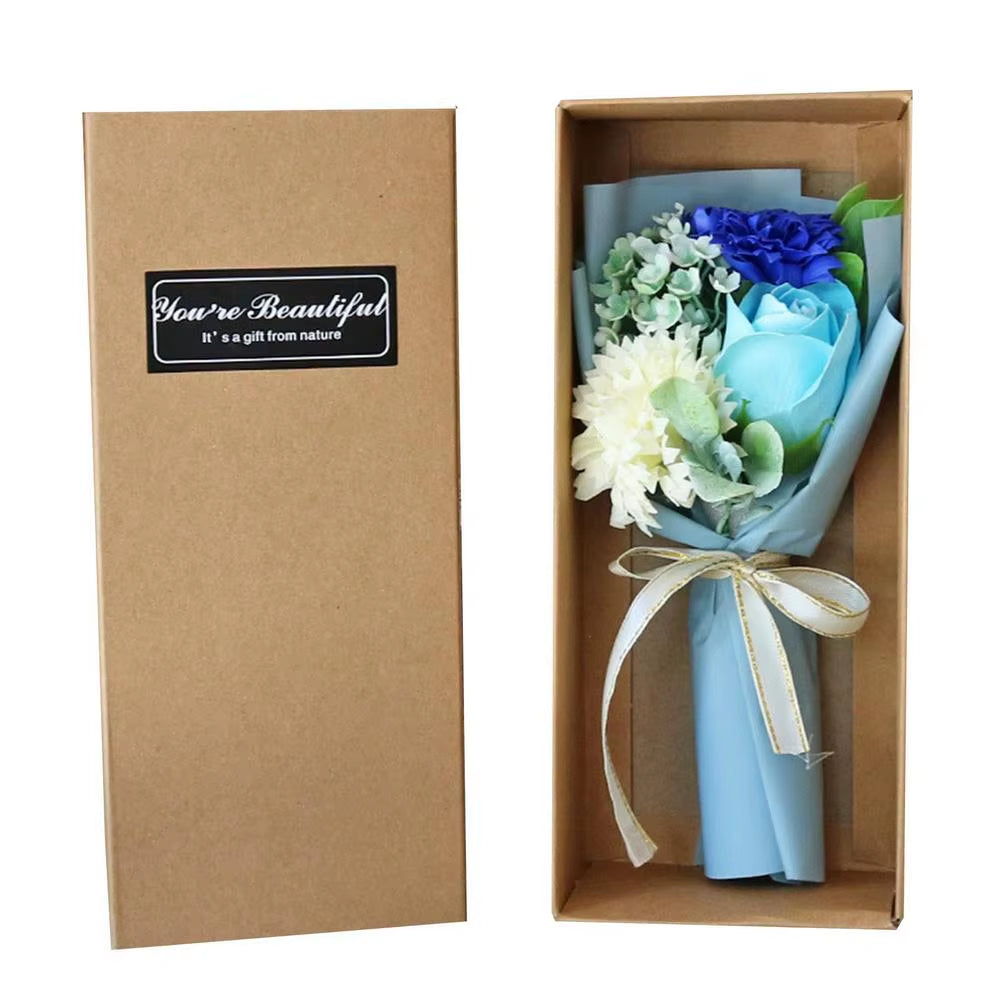 Creative Scented Artificial Soap Flowers Rose Bouquet Carnation Bunch Gift Box Simulation Rose Mother'S Day Birthday Gift Decor