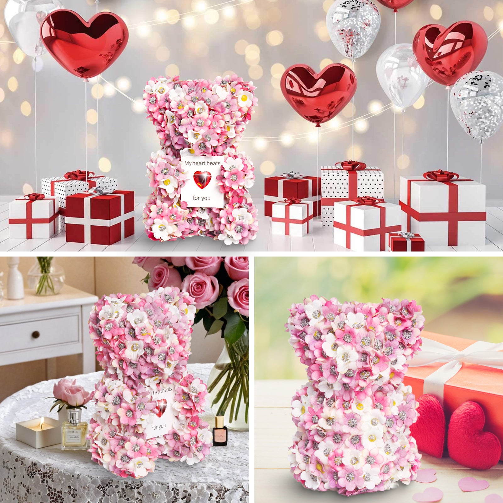 Valentine'S Day Artificial Rose Bear Handmade Gift