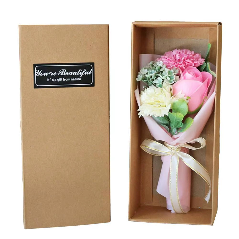 Creative Scented Artificial Soap Flowers Rose Bouquet Carnation Bunch Gift Box Simulation Rose Mother'S Day Birthday Gift Decor