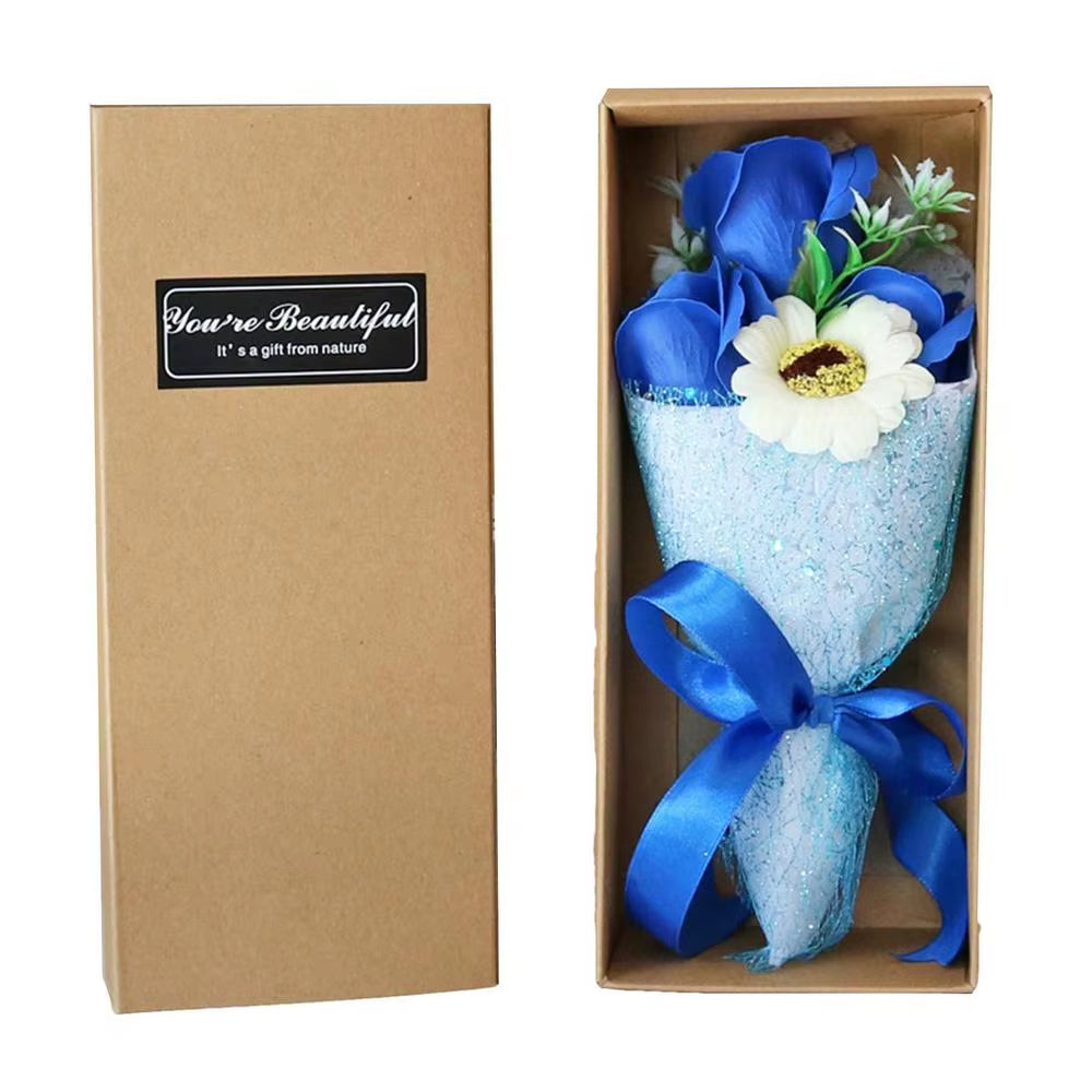 Creative Scented Artificial Soap Flowers Rose Bouquet Carnation Bunch Gift Box Simulation Rose Mother'S Day Birthday Gift Decor