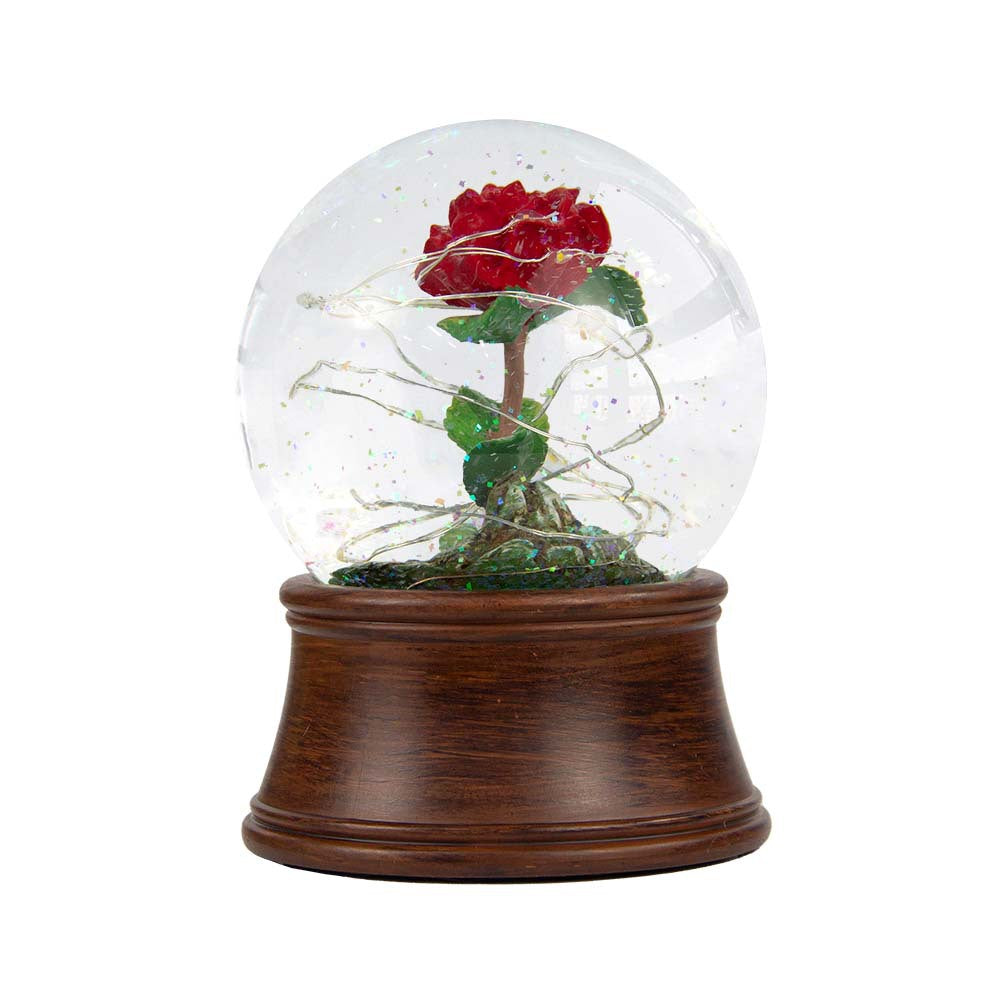 Resin Rose Preserved Flower Snowflake Ball Music Box