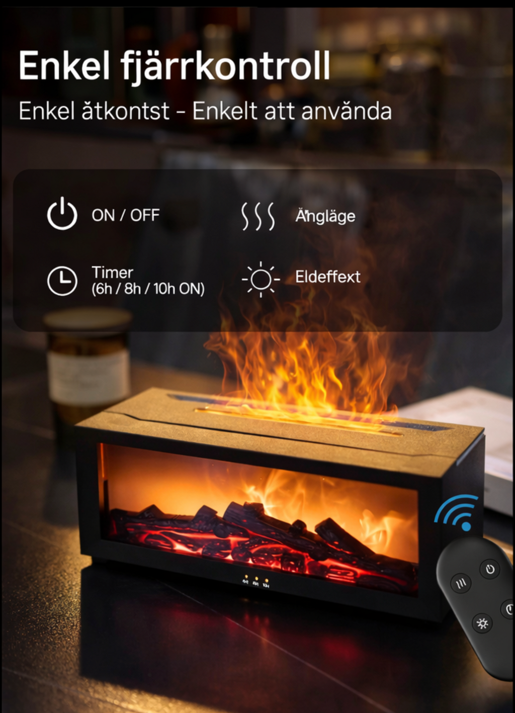 Amoré Flame™ – Eldeffekt Aroma- & Luftfuktare