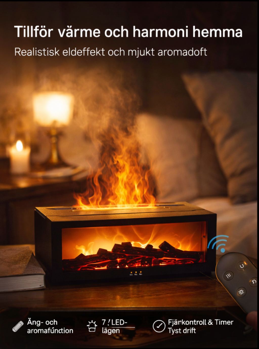 Amoré Flame™ – Eldeffekt Aroma- & Luftfuktare