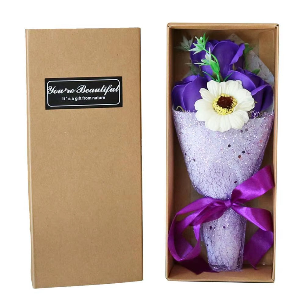 Creative Scented Artificial Soap Flowers Rose Bouquet Carnation Bunch Gift Box Simulation Rose Mother'S Day Birthday Gift Decor