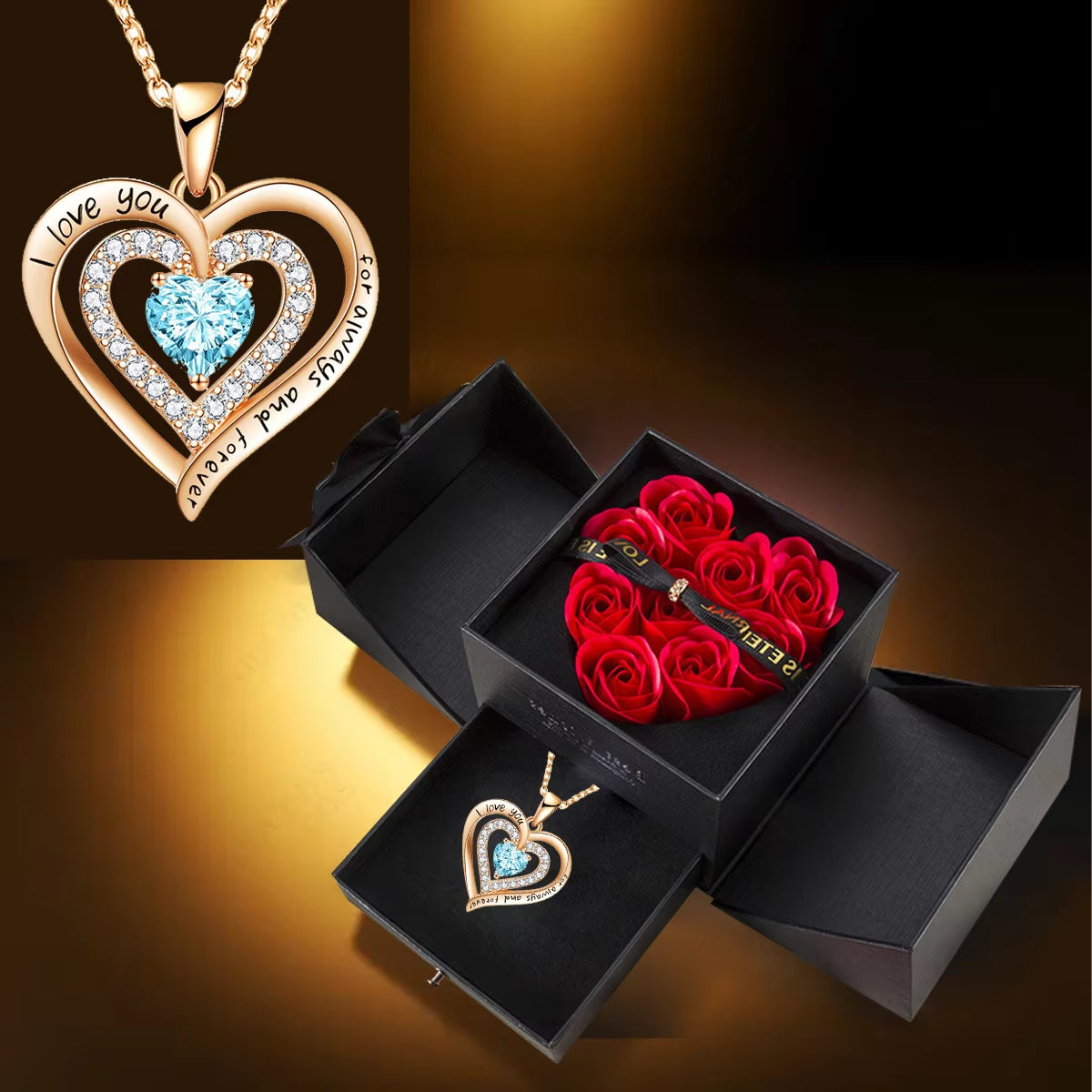 Eternal Rose Gift Box with Heart-Shaped Necklace, Perfect for Women,Mums,Birthdays,Valentine’S Day & Christmas, Jewelry Gift Box