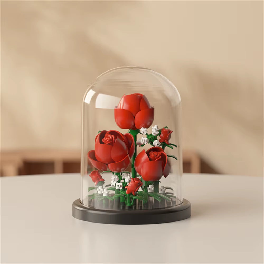 MOC Eternal Bouquet Rose Building Blocks Flower Building 3D Set DIY Eternal Bouquet Display Box Brick Toy for Home Office Decor