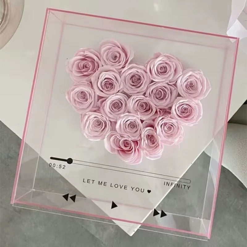 Acrylic Heart-Shaped Transparent Flower Box for Valentine's Day Rose Bouquet Packaging and Gift Presentation