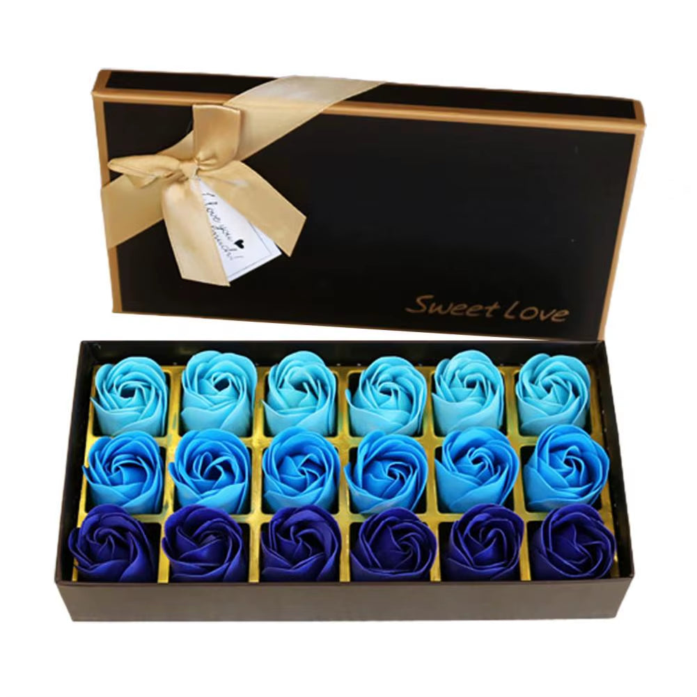 18Pcs/Box Scented Rose Flower Petal Scented Flowers Soap Artificial Rose Flower Floral Scented Bath Soap Rose Gift Box