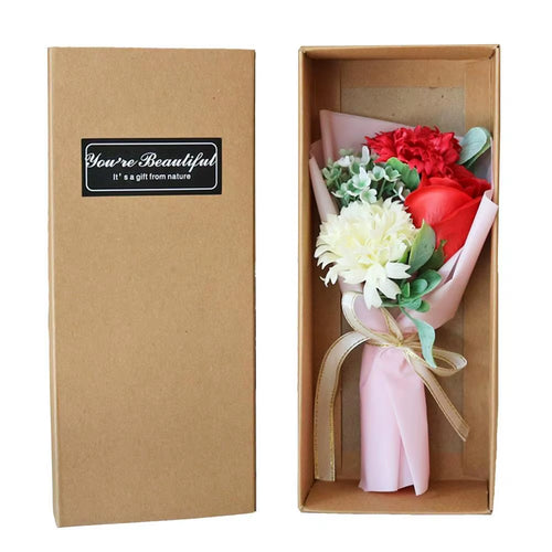 Creative Scented Artificial Soap Flowers Rose Bouquet Carnation Bunch Gift Box Simulation Rose Mother'S Day Birthday Gift Decor